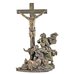 Crucifixion Masterpiece Studio Collection by Veronese Design Crucifixion Masterpiece in lightly hand-painted Cold Cast Bronze Statue 11" H, Weighs 4.56 lbs.