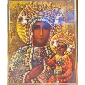 Our Lady of Czestochowa Crowned Print Framed 8" x 11" Mylar Framed Print Adorned Our Lady Of Czestochowa