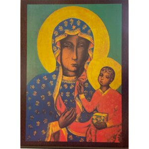 Our Lady of Czestochowa Print on Wood 6" x 8" Wooden Plaque Of Unadorned Our Lady Of Czestochowa