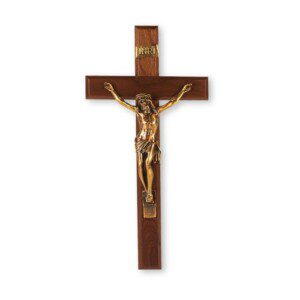Walnut Cross with Gold Corpus