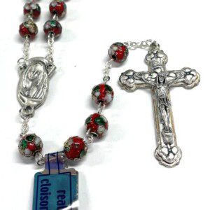 Red Floral Cloisonne Rosary