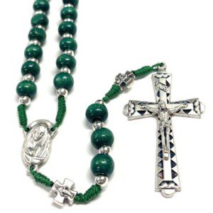 Green Nylon Linked Rosary