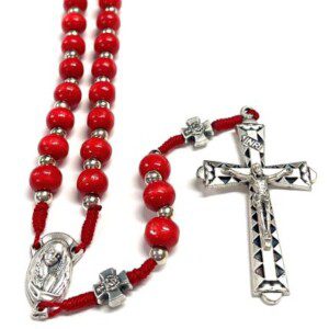 Red Nylon Linked Rosary