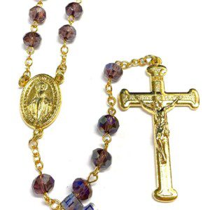 Miraculous Medal Amethyst Rosary