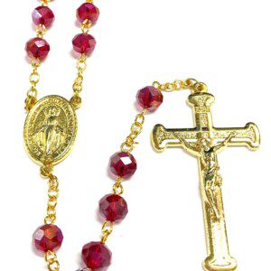 Red Bead Miraculous Medal Rosary
