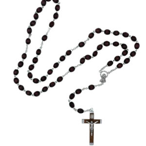 Wooden Rosary with Dark Brown Wooden Crucifix