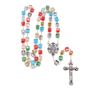 Multi Color Square Miraculous Medal Rosary