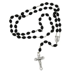 Black Rosary with Miraculous Centerpiece