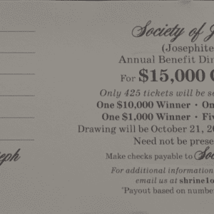 Franciscan Society Raffle Ticket